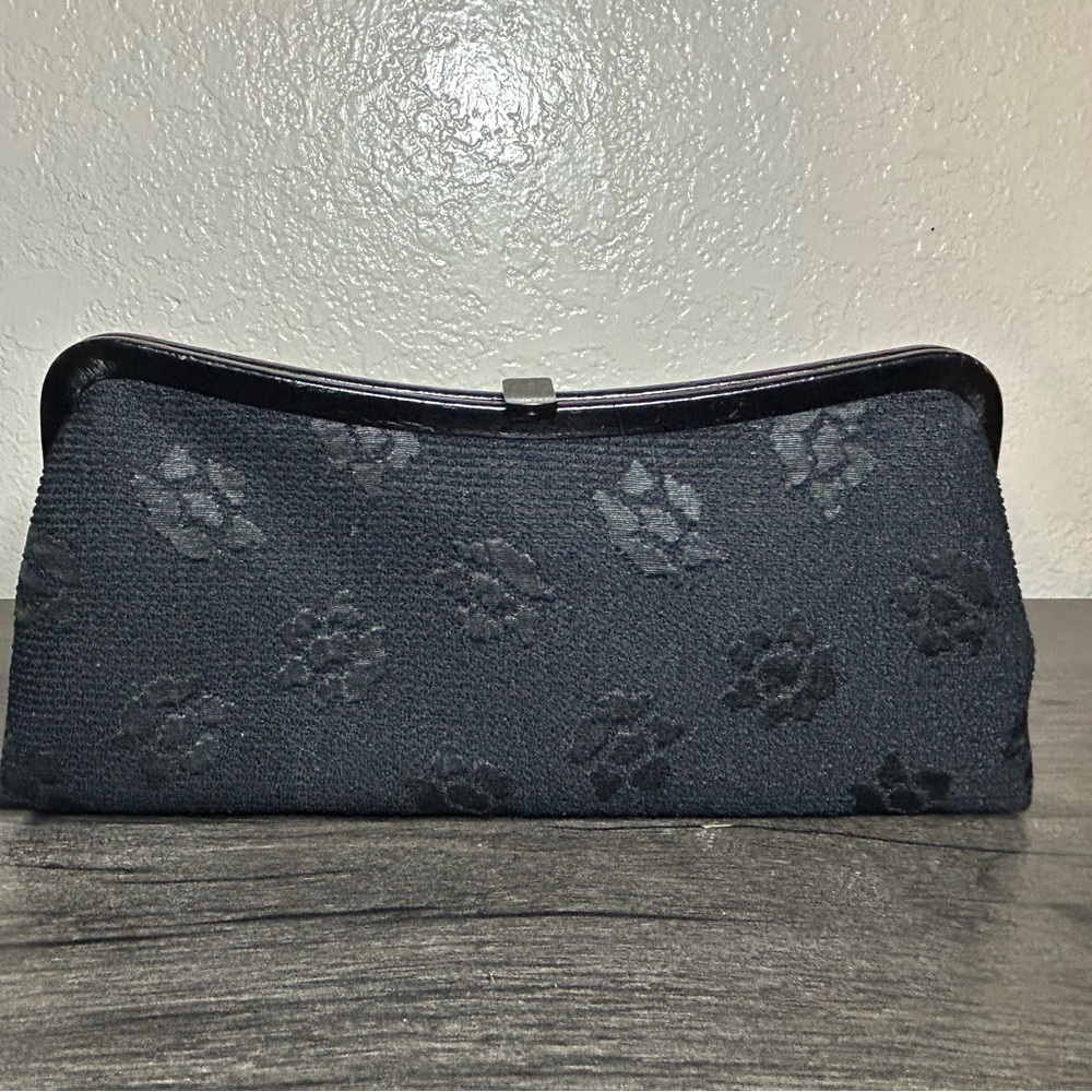 Ann Taylor Black Clutch with Floral Pattern